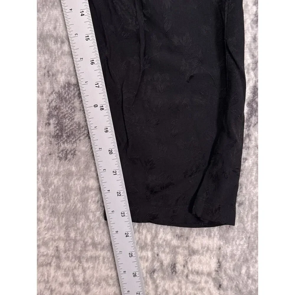 THE GREAT Pants 0 / XS Womens Black Floral Jacquard Tie Waist Cargo Pockets